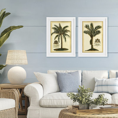Ensemble de 2 reproductions encadrées sous verre rétro Vintage Palms, conception par Vision Studio