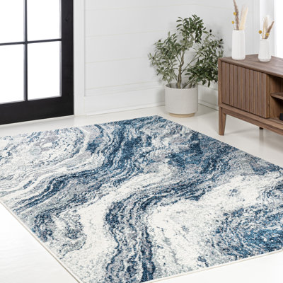 Tapis bleu marine / crème Olvin