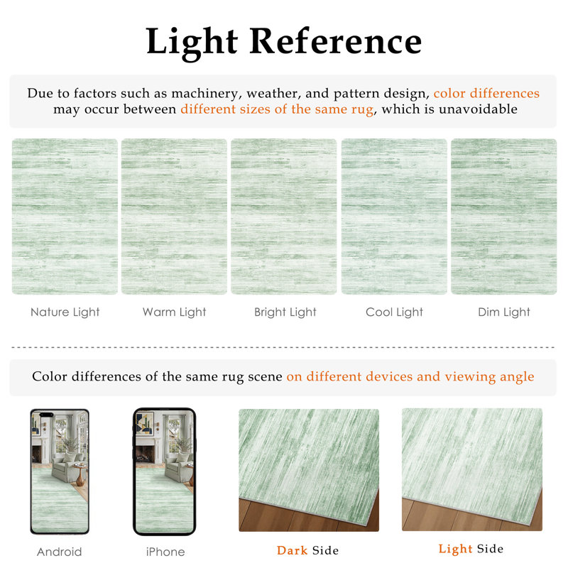 Tapis texturé abstrait Luminae, Light Green, Rectangulaire 3 pi x 5 pi