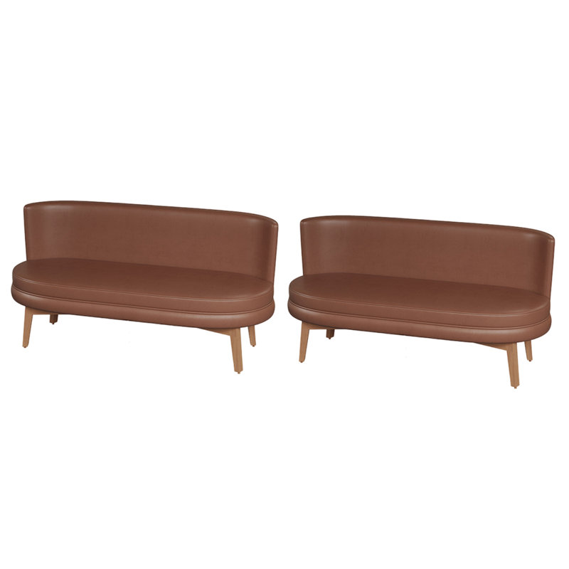 Banc rembourré en similicuir Casual, Brun