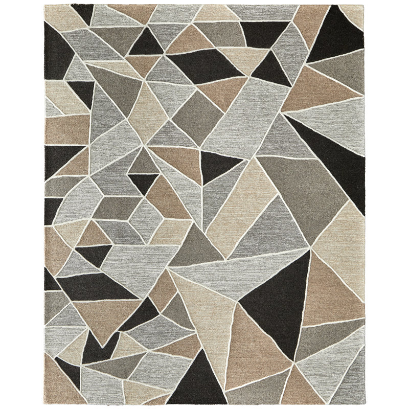 Tapis gris à motif abstrait Gunnels, Rectangle de 5 pi x 8 pi