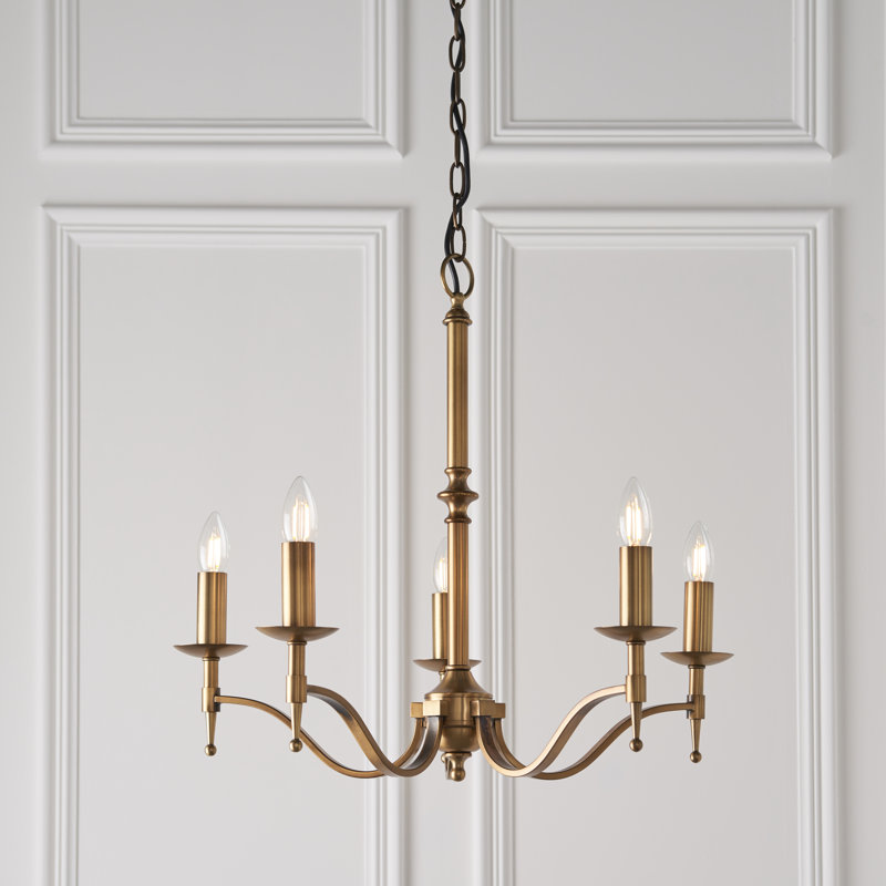 Emperador 5 - Light Candle Style Chandelier, Brass