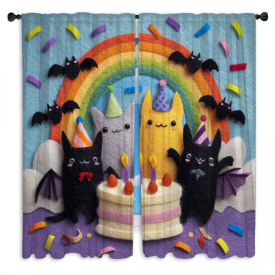 Rideaux de fenêtre Felt Cats Rainbow Cake