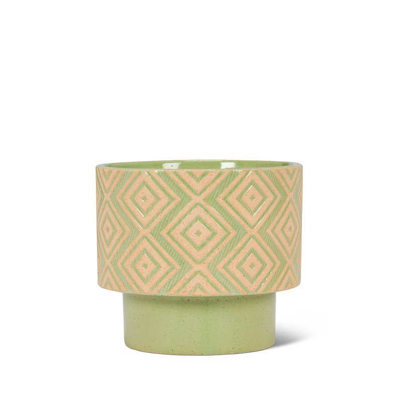Advitha Ceramic Cachepot, Green/Yellow