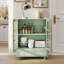 Vitrine vintage vert menthe, buffet en panneau de fibres à densité moyenne avec portes en verre trempé et pieds en bois massif, buffet à tablette réglable pour le salon de la cuisine-523806986