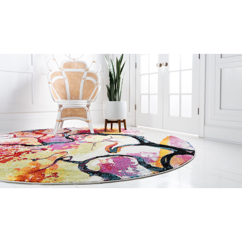 Lorene Floral Indoor Rug, Round 6'1"