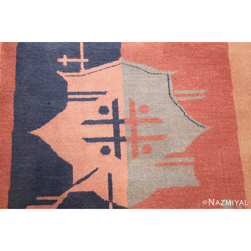 Grand tapis Art déco indien antique à élégance usée