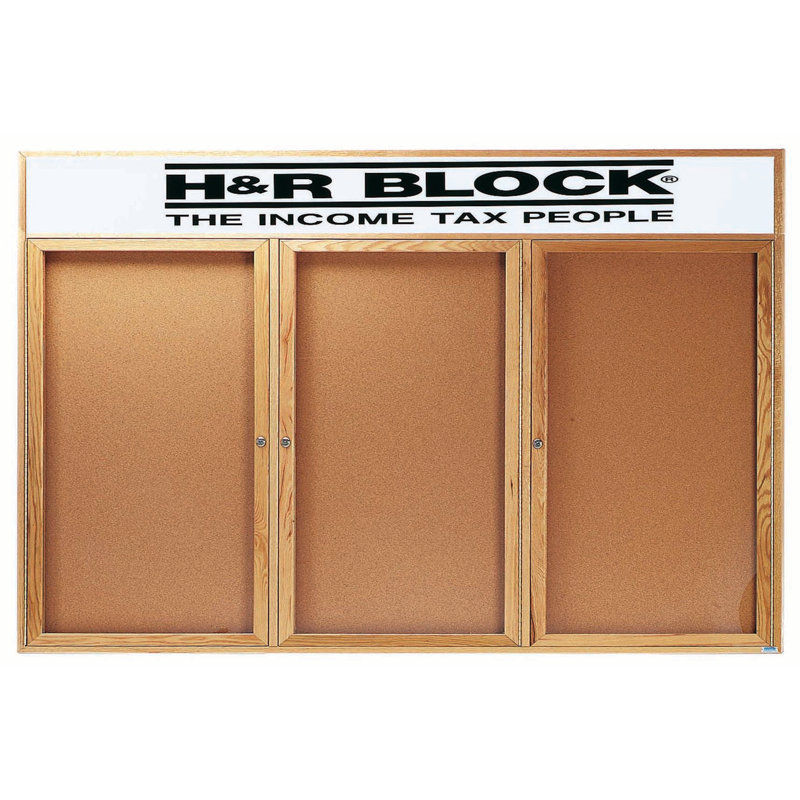 Tableau d'affichage mural fermé, Laque transparente ultrabrillante, Trois, H 36 po x l 72 po