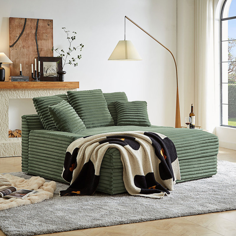 Contemporary Double Sleeper Sofa, Comfortable Cloud Couch With Square Armrests, Green