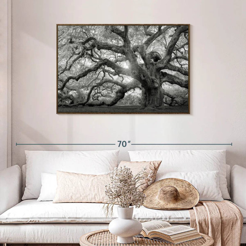 Chêne ange monochrome, Cadre flottant en noyer, 43 po x 29 po