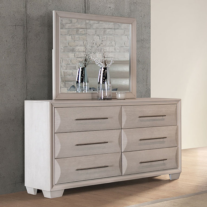 Brookline 6-Drawer Dresser With Mirror, White