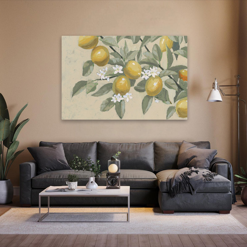 Branche de citron contemporaine neutre, H 60 po x l 40 po