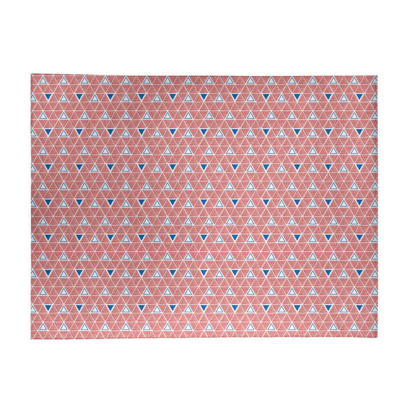 Tapis de pêche bleu/pêche fait main géométrique, Rectangle 4 pi x 6 pi
