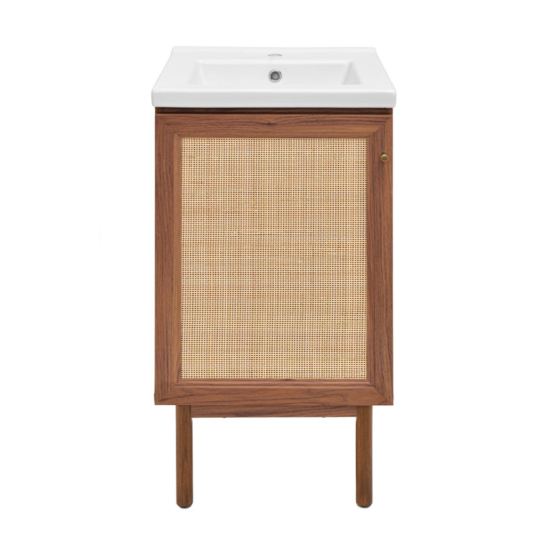 Ensemble de meuble-lavabo autoportant en chêne brun 18 po avec comptoir Classe, Blanc, Chêne brun