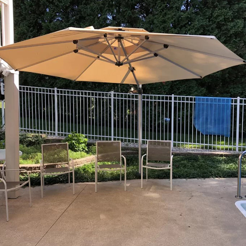 Burgue  13 FT Round Cantilever Umbrella,Beige, Beige, 13' x 13'