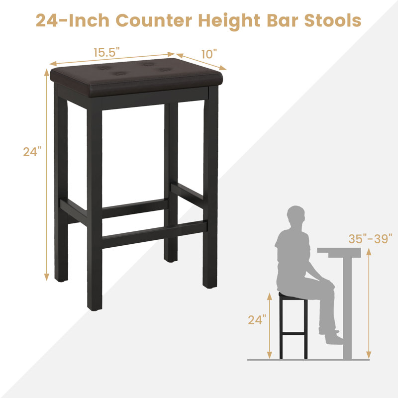 Tabouret de comptoir 24 po Davasia, Gris foncé, Brun foncé, 4