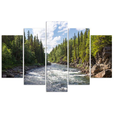 Forest Green River - 5 Piece No Frame Set on Canvas