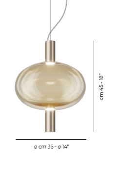 Riflesso Suspension 1 Crystal Transparent Matt Gold 3 L2210 Ul, Amber Transparent, Matte Gold