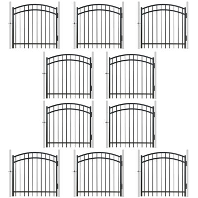 Barrière de clôture décorative arquée robuste H 4 pi x l 4 pi avec serrure de barrière, paquet de 10