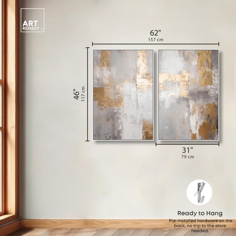 Tranquility Gold Art , H 46 po x l 31 po, Impression dans un cadre flottant sans passe-parto, Blanc