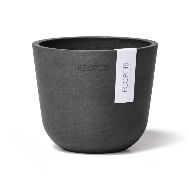 Ecopots Oslo Indoor/Outdoor Modern Recycled Plastic Flower Pot Planter, Dark Gray, 4" H x 4.5" W x 4.5 " D
