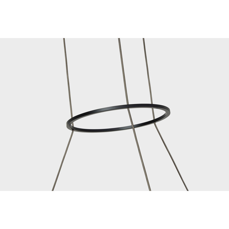 Grace 1 - Light LED Chandelier, Matte Black, Weathered Oak, 3.5" H x 30" W x 30" D