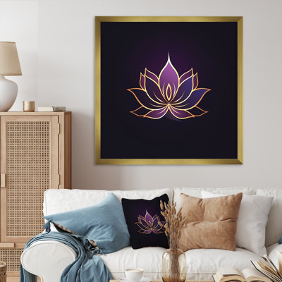 Rétro lotus graphique sur fond mauve délavé I - Robot, art mural grand