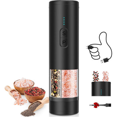 Ensemble de moulins à poivre et à sel USB 2 en 1 rechargeables par USB avec noyau en céramique réglable