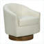 Fauteuil d'appoint pivotant crème avec base en bois massif, siège simple confortable pour adultes