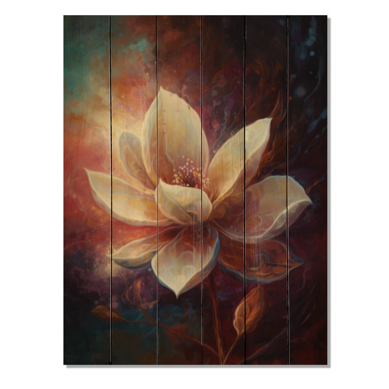 Crème Magnolia Dreams I - impression de magnolias floraux sur bois de pin naturel, H 40 po x l 30 po x P 0,78 po