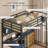 Twin Loft Bed With L-shaped Desk, 7 Storage Drawers And Charging Station, Metal Loft Twin Beds With Led Lights, Bookcase Storage, Large Pegboard, Safety Guardrail And Ladder, Black-100639694-98386783