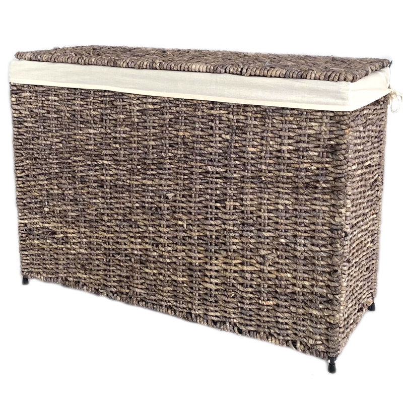 Wicker Laundry Sorter, Brown Gray
