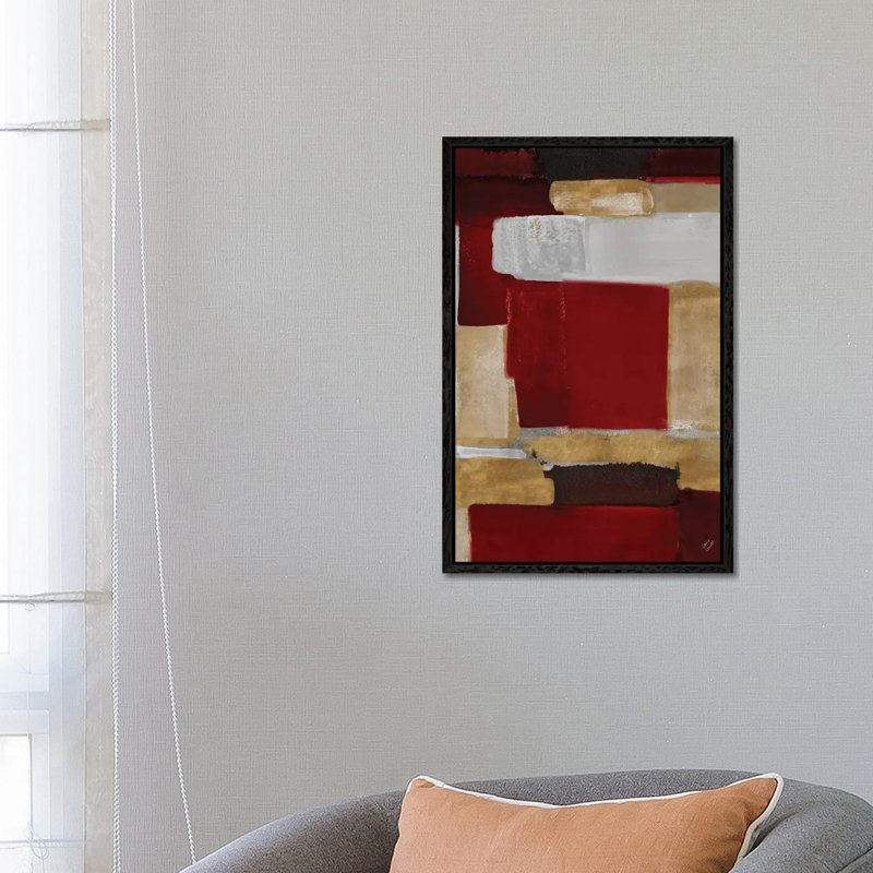 Red And Gold Light I by Lanie Loreth - Painting on Canvas, 66.04cm H x 45.72cm W x 3.81cm D, Black Floater Framed