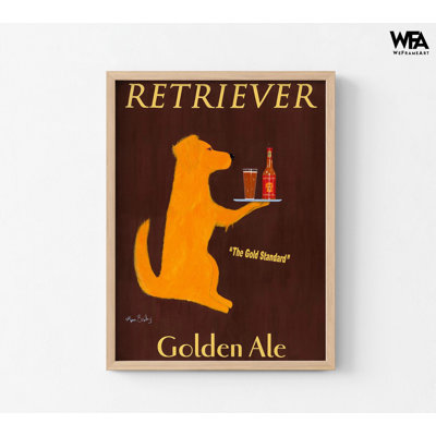 «Golden Ale» par Ken Bailey, décoration murale de bar à bière, art mural de bar pour animaux de compagnie, impression d'affiche de bière Golden Retriever, bureau du propriétaire du bar