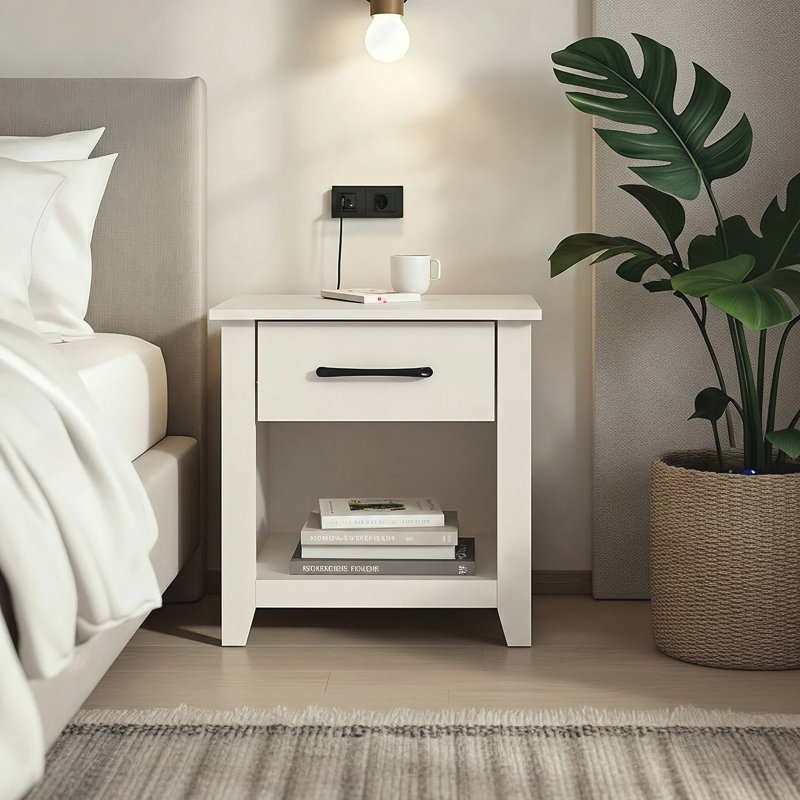 Walter 20.3" 1 Drawer Nightstand, Parchment