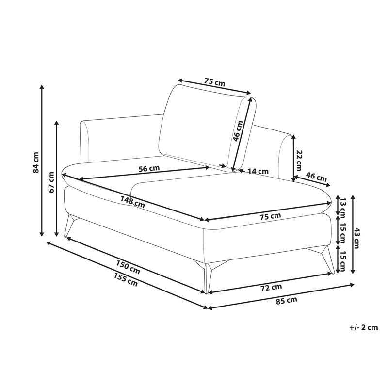 Right Hand Fabric Chaise Lounge SIEVOZ, Light Beige, Left Hand Facing