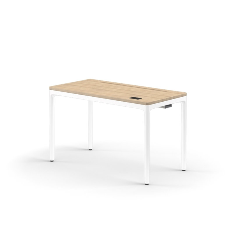 eFloat Quattro, 23 in. D x 58 in. W Sit-Stand Desk with Carbon Black Base, Carbon Black Painted Wood Top, and Black Salzburg Leather Cable Manager