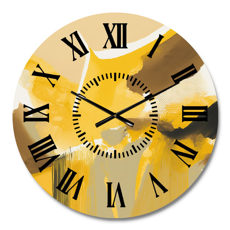 Horloge murale moutarde jaune rétro I, Médium