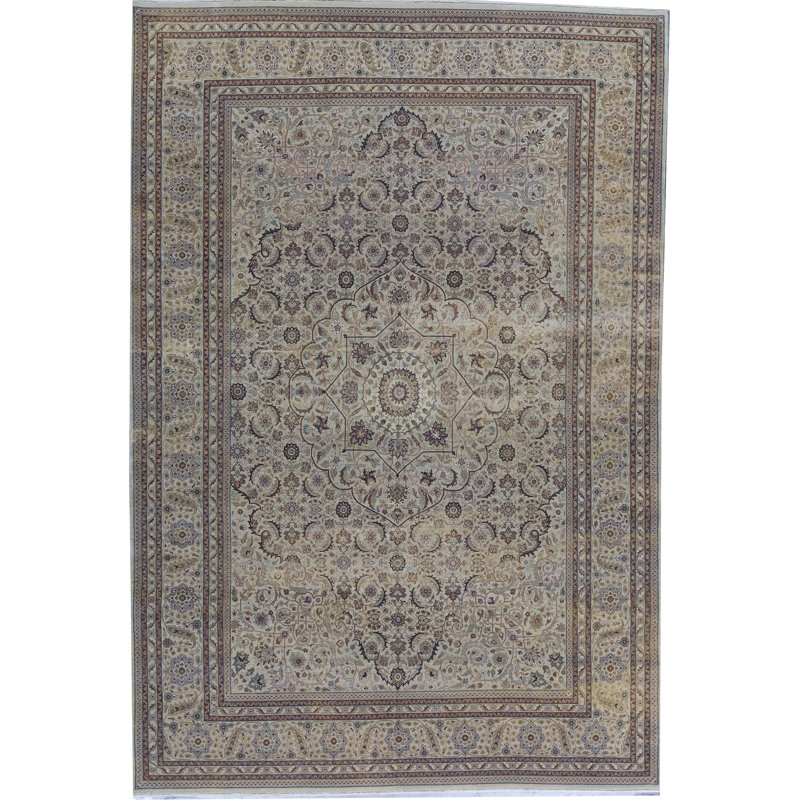 Tapis doré et doré de haute qualité noué à la main
