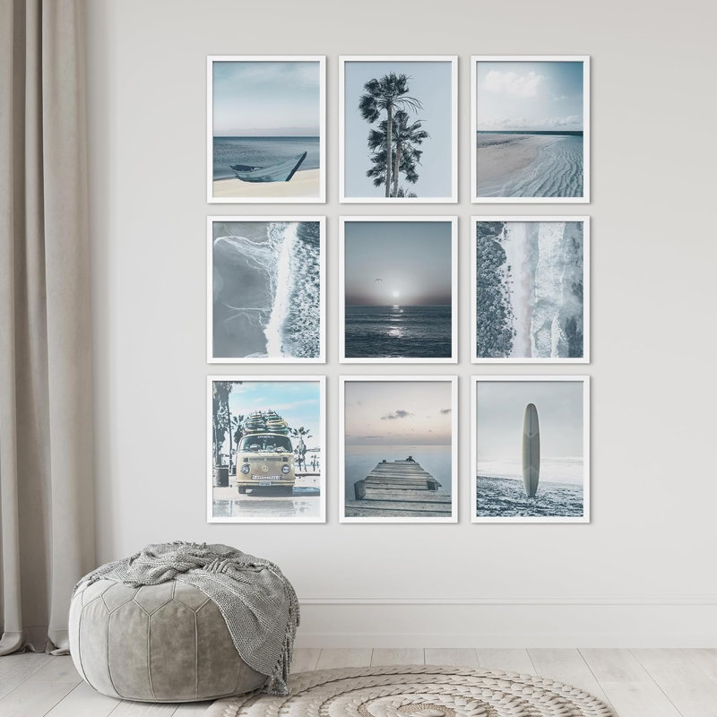 Paysage nautique et océan variété botanique, L 8 po x H 10 po, Cadre blanc