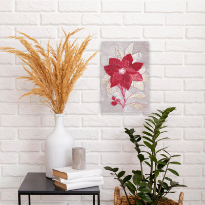 Red Poinsettia Abstract Contemporary Poinsettia Flower Nature Wall Art