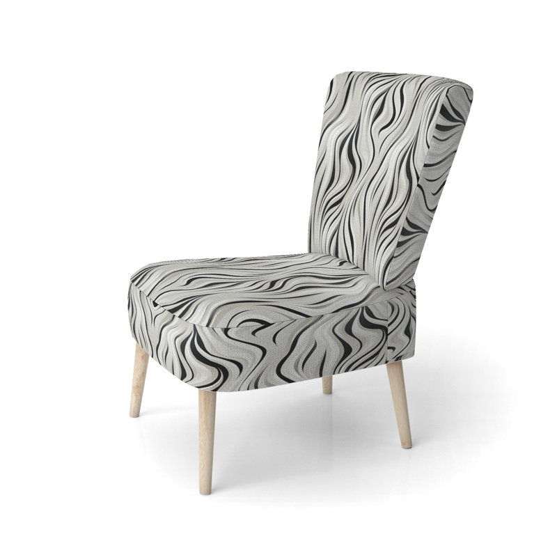 Élégance monochrome noire et blanche à motif zébré - Chaise d'appoint contemporaine rembourrée, chaise d'appoint moderne abstraite