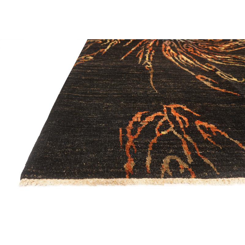 Whimsical Hand Knotted Wool Abstract Area Rug
