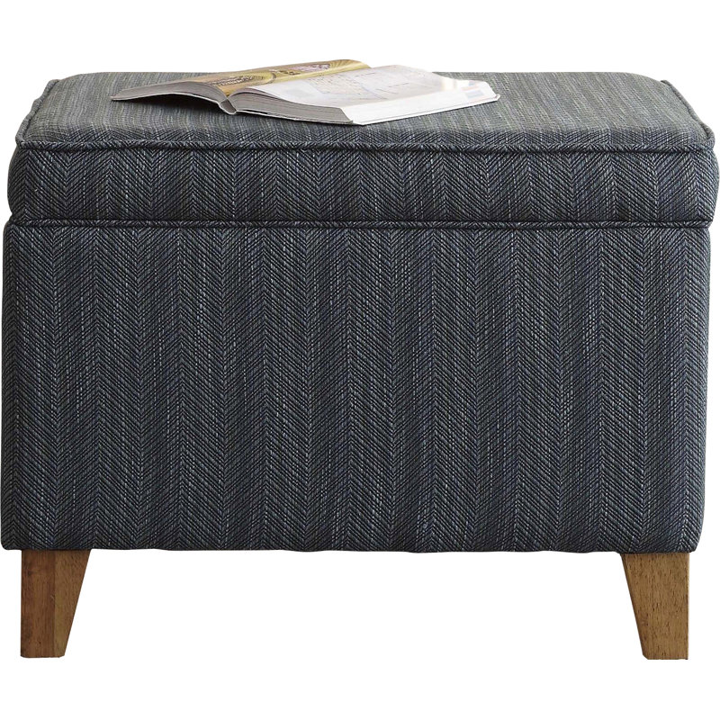 Repose-pieds avec rangement Murwah, Mélange de polyester texturé bleu sarcelle