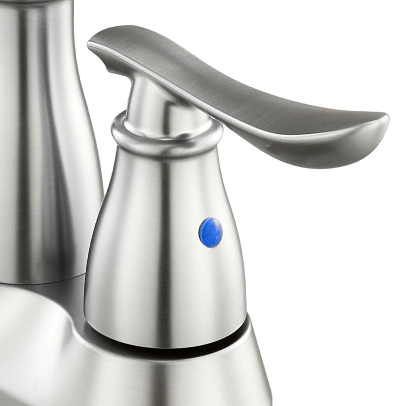 Double Handle Bathroom Sink Faucet with Drainer, Silver