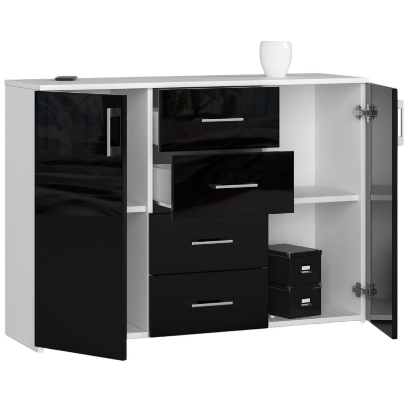 Ared 110cm W 4 - Drawer Chest of Drawers, Black