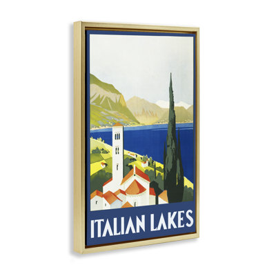 Italian Lakes Retro Scenery Floating Frame, design by PIDDIX