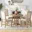 Ensemble de salle à manger extensible 5 pièces avec chaises rembourrées pour cuisines de campagne et modernes-133417378-133417375-133417376