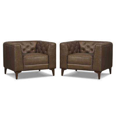 Fauteuil lounge Essex en cuir italien pleine fleur véritable