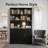 72'' Tall File Bookcase With Power Outlet, 2 Drawer File Cabinet For A4 Hanging Files, 3-tier Open Shelves & Closed Storage Cabinets, Multifunctional Printer Stand - Ivory White-305621495